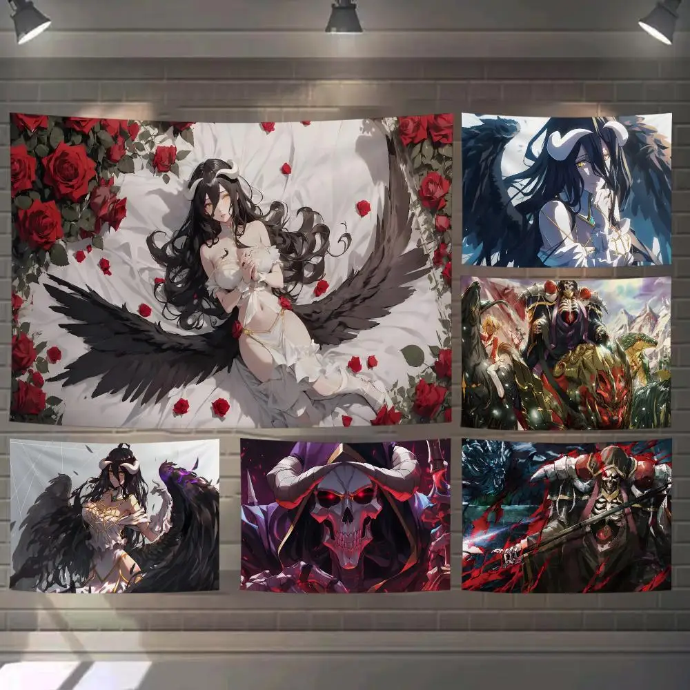 Anime O-Overlords A-Albedo Tapestry Custom Living Bedroom Party Dormitory Interior Wall Bohemian Decoration Attached Clip
