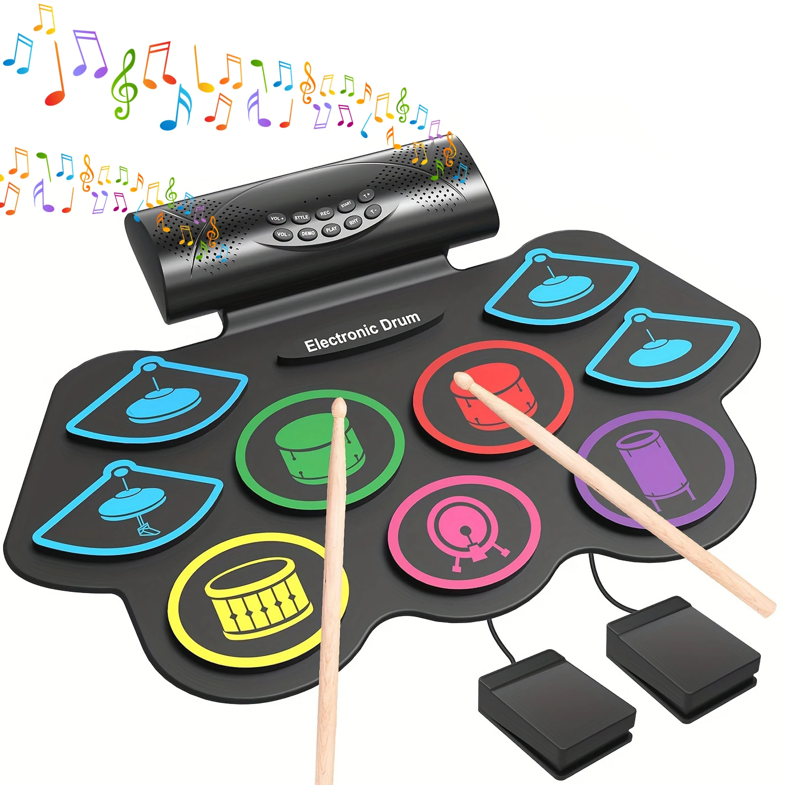 Electronic Drum Set 10 Drum Count 7 tones Supports DTX Gaming/BT Dual Speaker Portable Practice Drum Pad Kit For Birthday Gifts