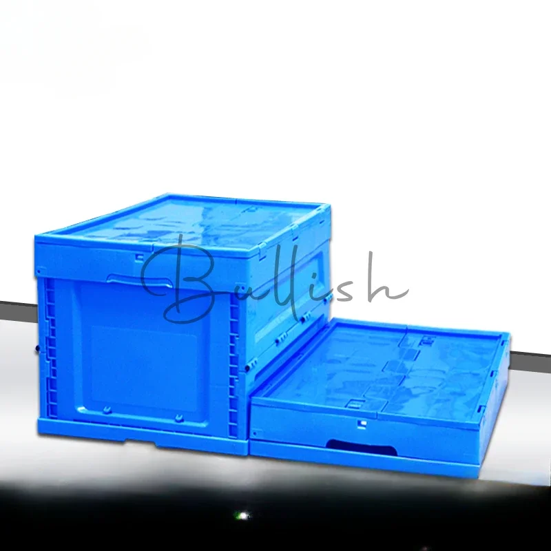 Plastic folding storage box logistics turnover box blue thickened warehouse finishing storage box