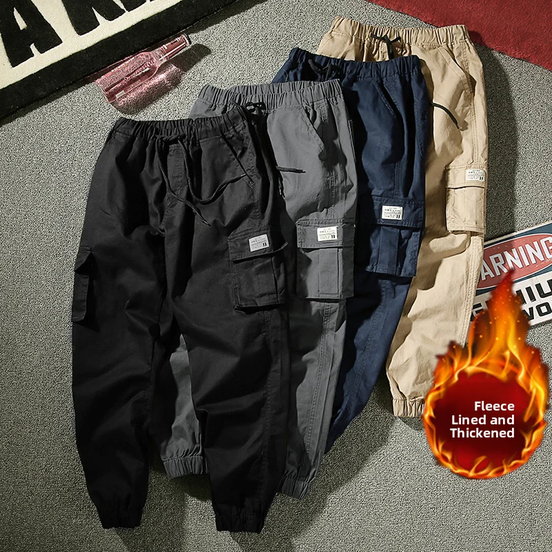 

Модные рабочие брюки для мужчин, утепленные, повседневные, свободного кроя, камуфляжные, осенне-зимние, новые, молодежные, для активного отдыха