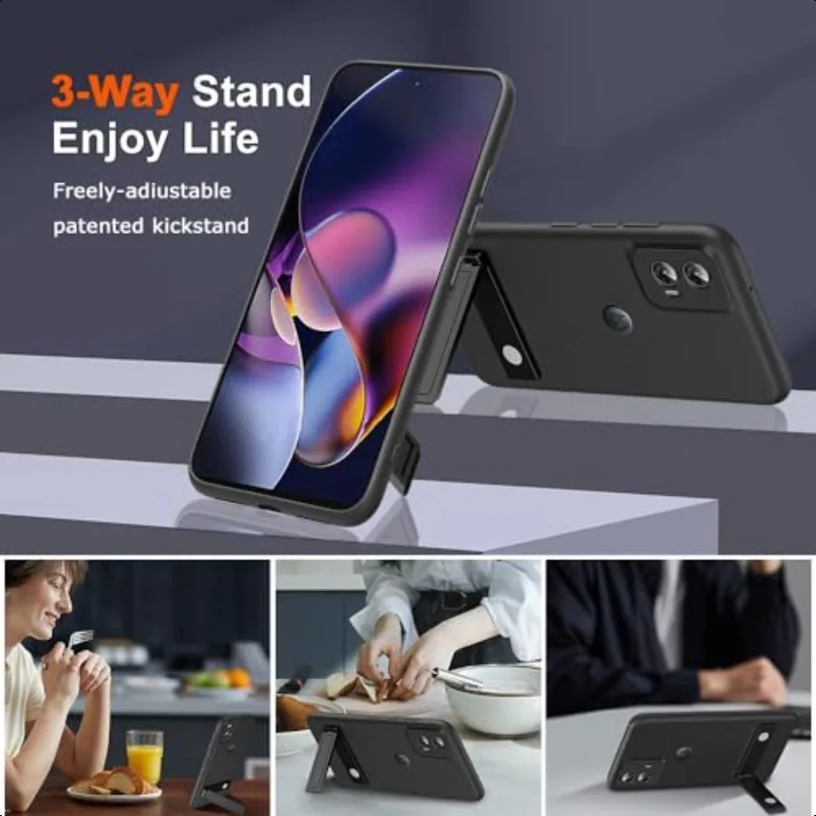 حافظة لهاتف موتورولا موتو جي ستايلس 5G 2024 مع واقي شاشة زجاجي [3 طرق حامل] حامل معدني من السيليكون TP