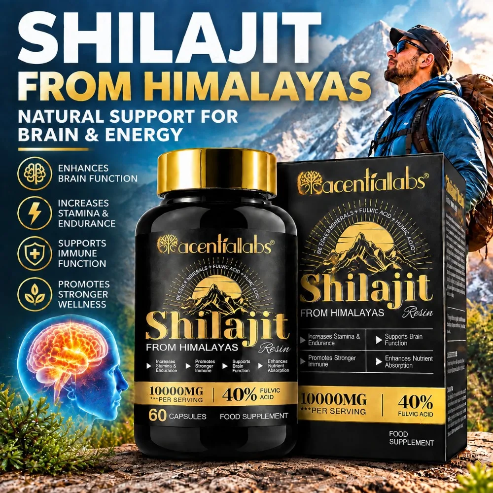 Shilajit Resin Capsules from Himalayas with 85 Trace Minerals Supports Brain Function, Cognitive, Stamina & Immune Health 60 Ct