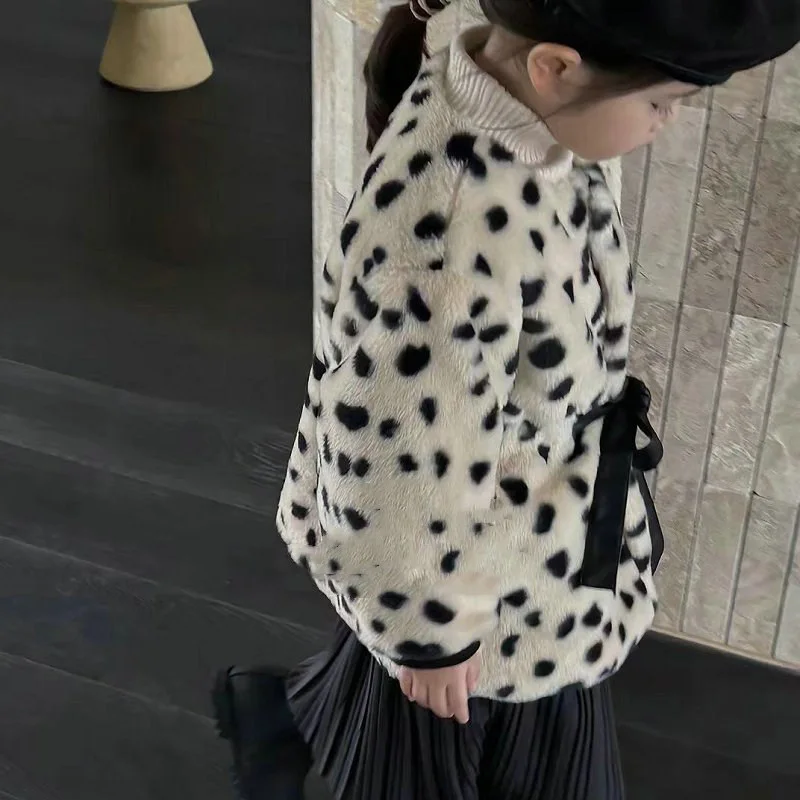 2-6Y Girls Coat Jacket Rabbit Hair Cotton Thick Outer Coat Top Winter Clothing New Style