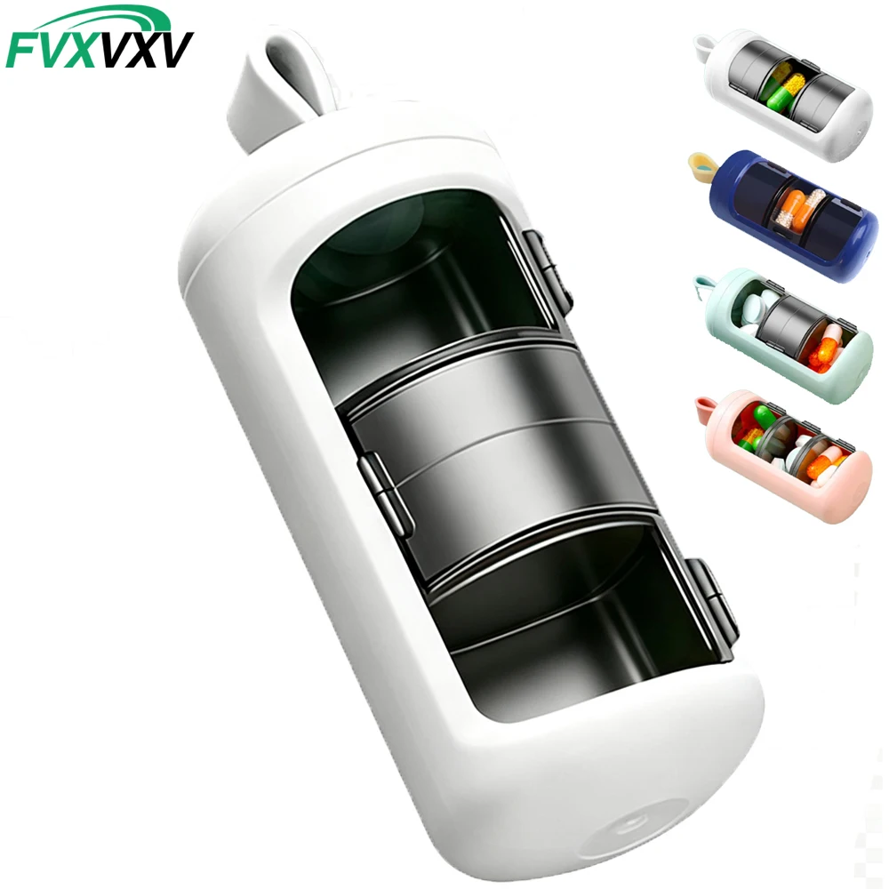 1PCS 3 Compartment Pill Organizer, Moisture Proof Portable Travel Case for Vitamins, Cod Liver Oil, Supplements & Medication