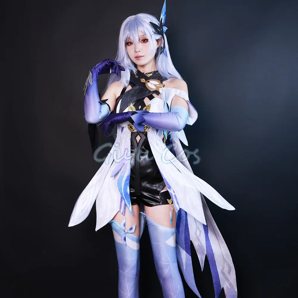 女性のためのgenminインパクトコスプレコスチューム、ウィッグ付きのアニメユニフォーム、ハロウィーンパーティーコスチューム、仮面舞踏会ゲーム、大人のカーニバル