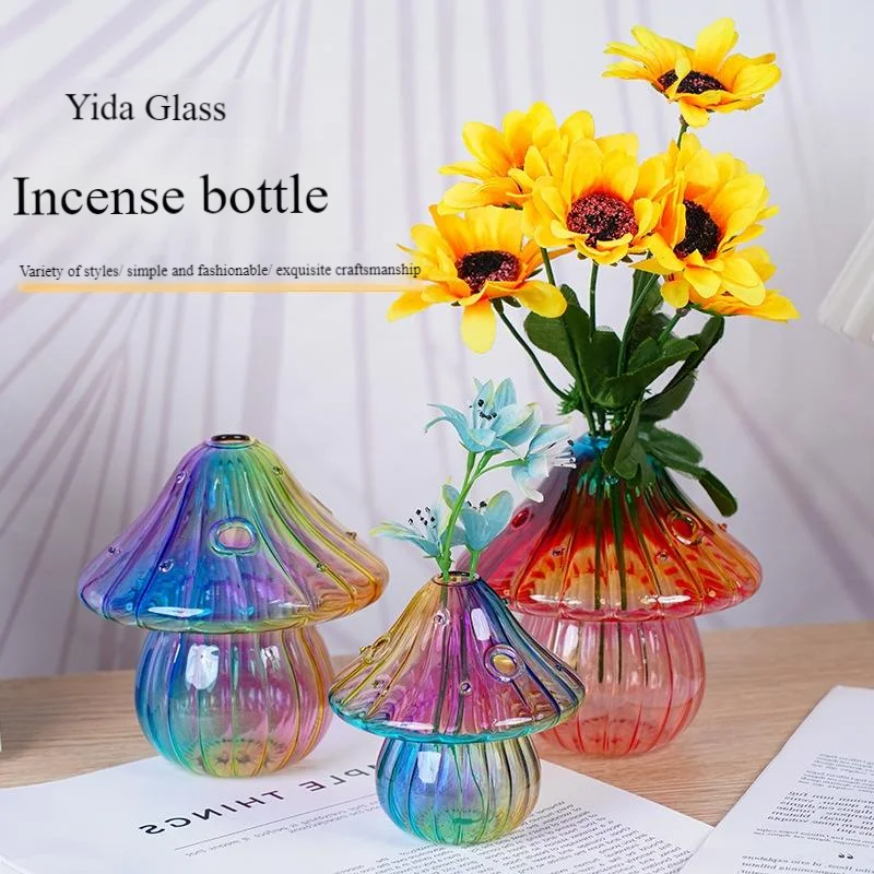 Glass Mushroom shape Vase For Wedding Reception For Flowers Table Vase Tables Centerpieces Coffee Table, Bookshelf Home Living