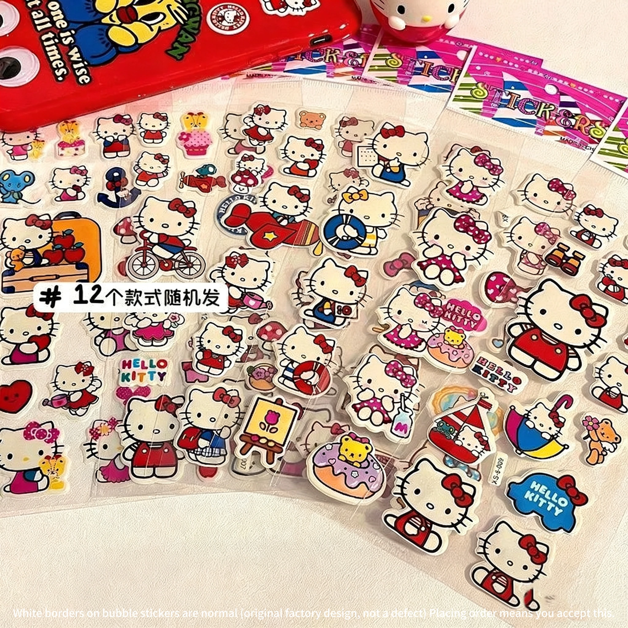 

Лидер продаж, 3D-наклейки с пузырьками Hello Kitty & My Melody - случайные милые мультяшные награды, наклейки для декора своими руками, чехол для телефона скрапбукинга