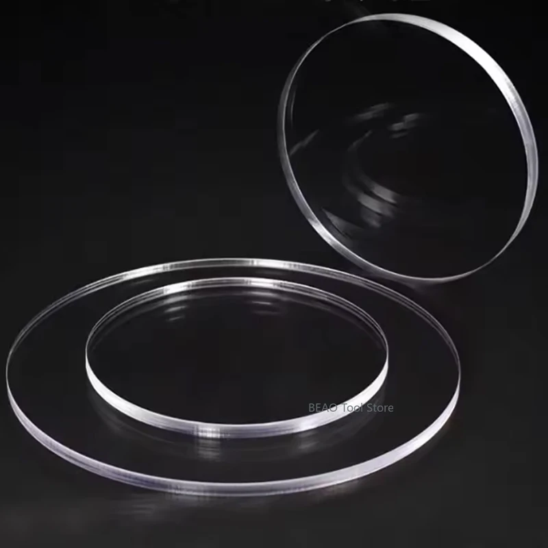 Cakram Akrilik Bening Tinggi Tangki Ikan Penutup Melingkar Baki Melingkar Kaca Organik DIY Tebal 1 ~ 10Mm
