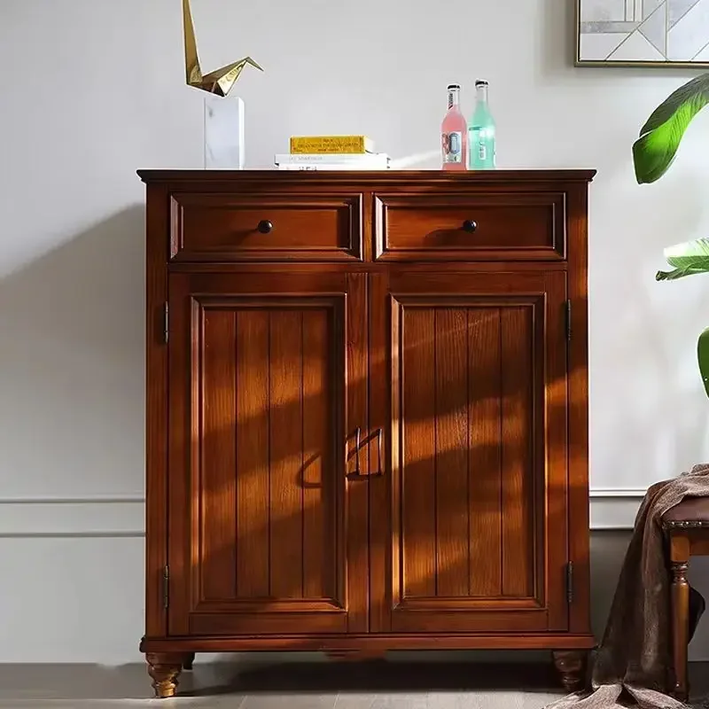 shoe cabinet, all solid wood, living room corridor, three doors, storage entrance, large capacity, simple and mod