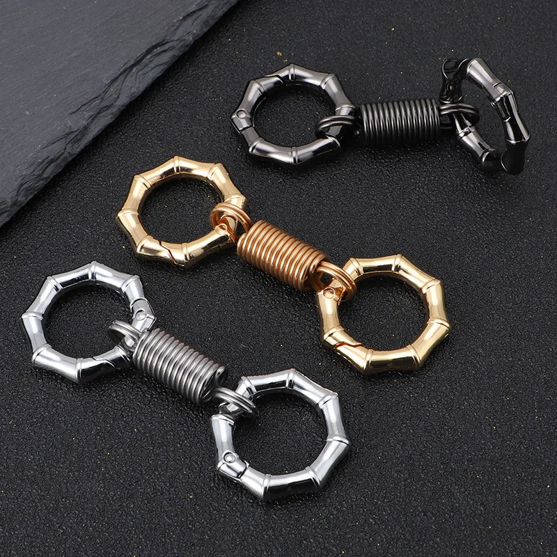 Electroplating New Car Keychain Gift Men's Double Ring Metal Keychain Waist Hanging Buckle Anti-lost Keys Holder