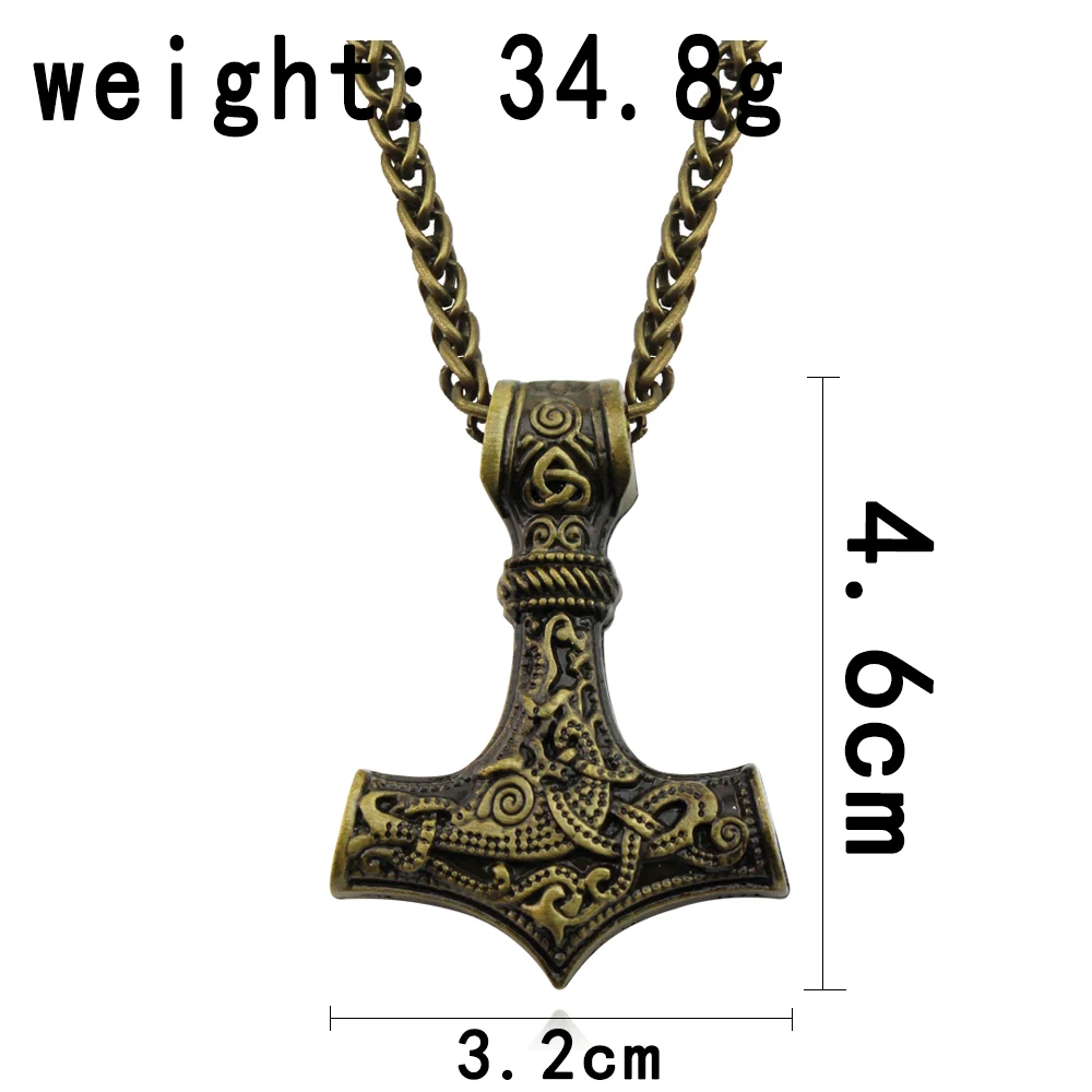 Punkowy naszyjnik młotek męski Mjolnir Amulet wikinga młotek skandynawski wisiorek Norse biżuteria metalowa łańcuszek naszyjnik