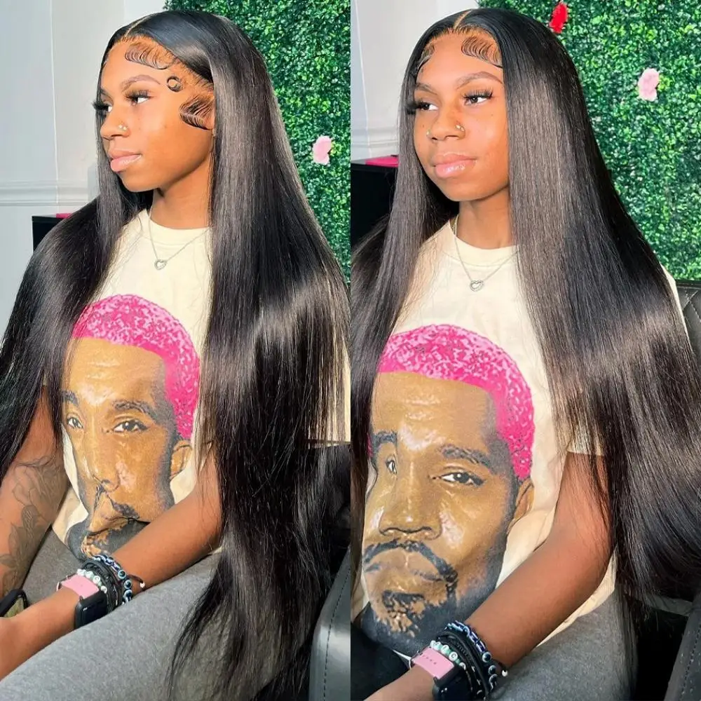 

100% человеческие волосы, прямые костяные волосы, 40 дюймов, 13x6 HD, прозрачные кружевные фронтальные парики 5x5, бесклеевой парик фронта шнурка для женщин