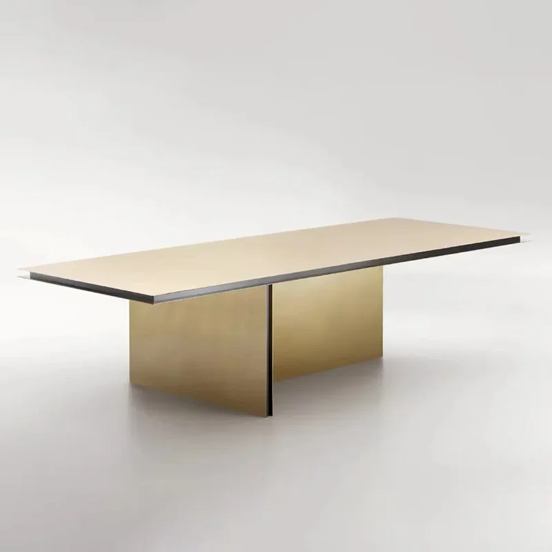 Dining room furniture Italian pure copper office large board table worktable desk tea table brass boss table