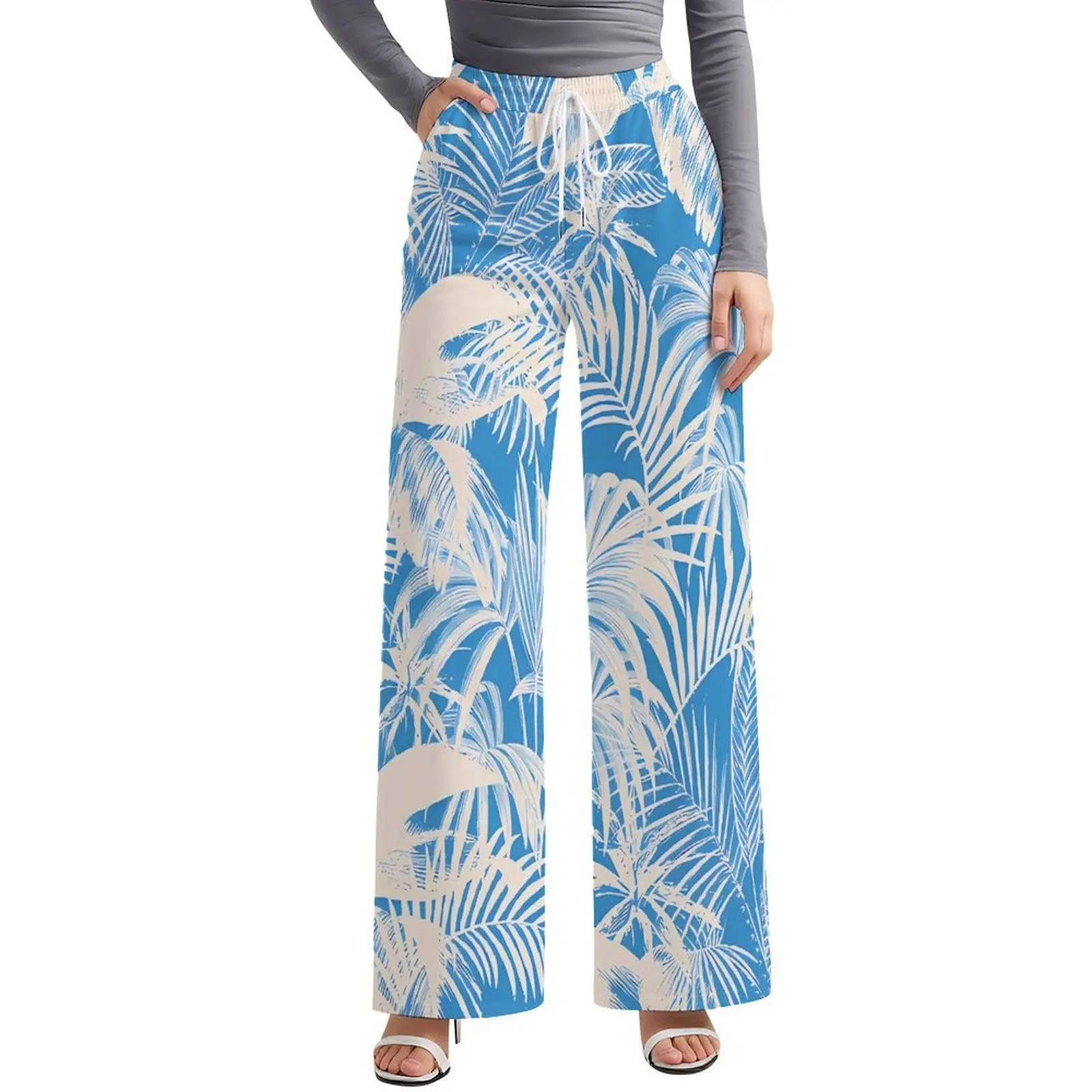 맞춤 제작 및 도매 폴리네시아 캐주얼 바지 사모아 피지 하와이안 아일랜드 민족 디자인 여성 와이드 팬츠