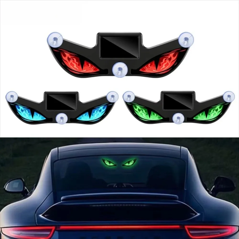 New Solar Devil Eyes Car Lights Wireless Suction Cup Car Warning Light Dynamic Display Vibration Lights on Car Atmosphere Light