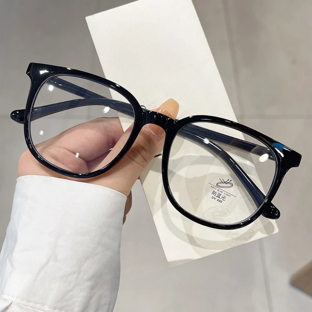 Gafas cuadradas retro, montura transparente ultraligera, gafas decorativas populares, gafas planas anti-luz azul