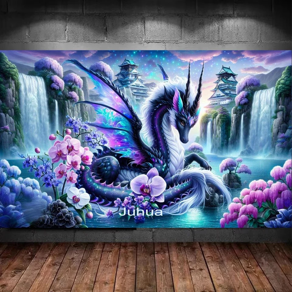 

Vibrant Dragon Orchid Flower landscape DIY Diamond painting Jewelry cross stitch Kits diamond art mosaic Big Size Home Decor