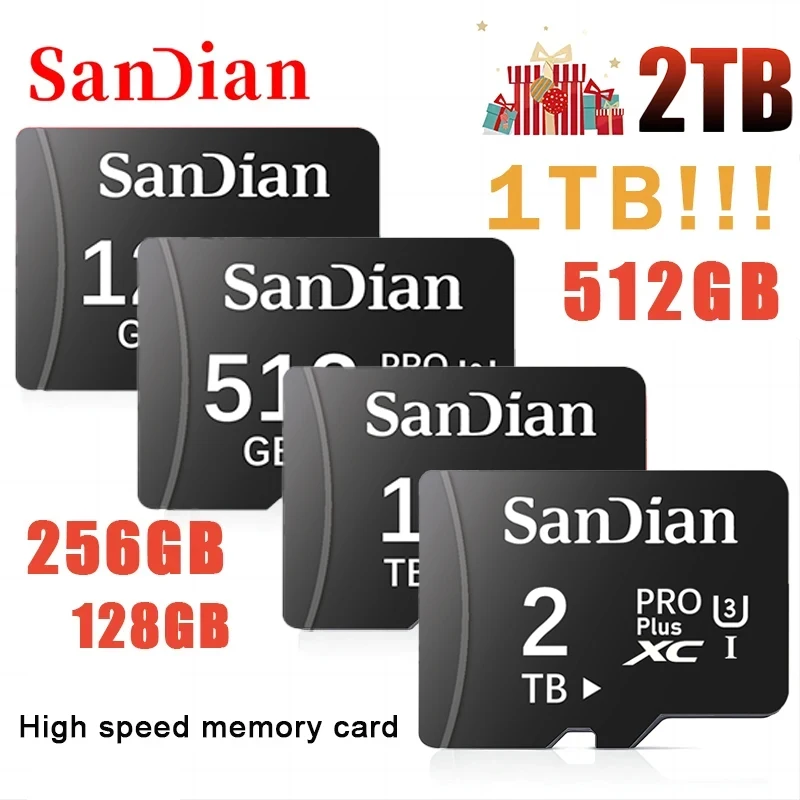 Kartu memori mikro TF 2TB, kartu TF Micro TF 2TB, 1TB, 128GB, 256GB, 512GB, kartu memori SD Class10, kartu Flash TF untuk kamera/ponsel asli