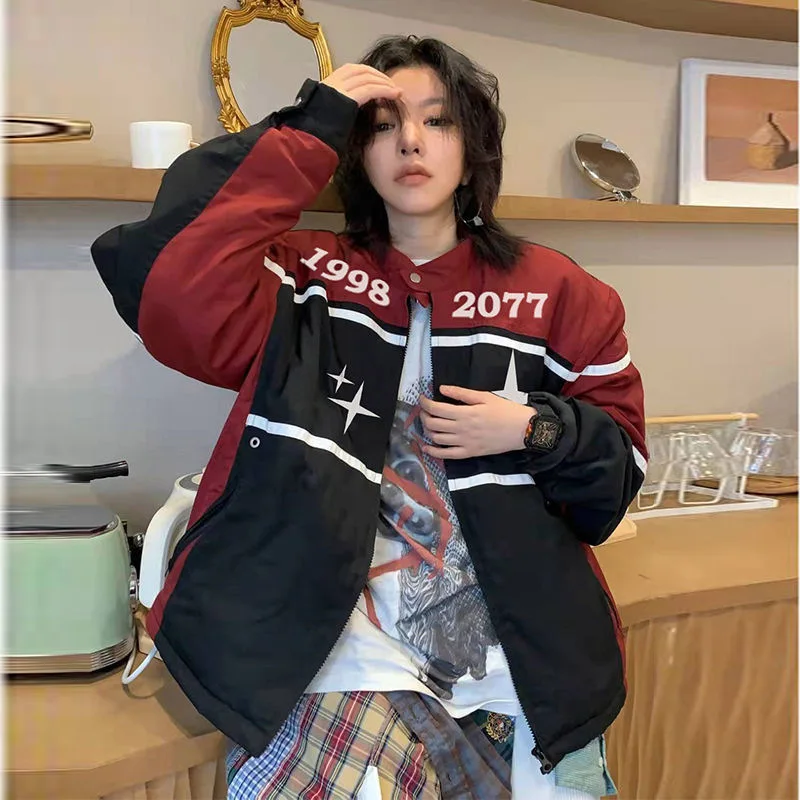 

Biker Jackets Womens Jacket Ladies Fallow Brown Houndstooth Buttoned Foldable Plaid Mid-Long British Style Graceful Halloween OL