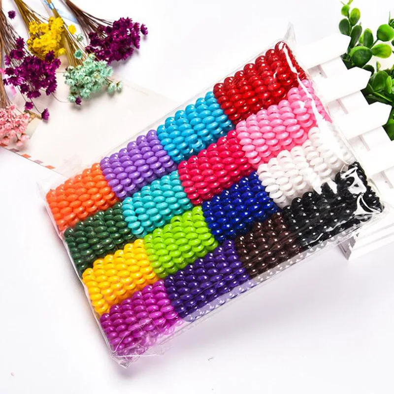 5PCS Lot 3.5cm Small Telephone Line Hair Ropes Girls Colorful Elastic Hair Bands Women Ponytail Holder Tie Gum Hair Accessories