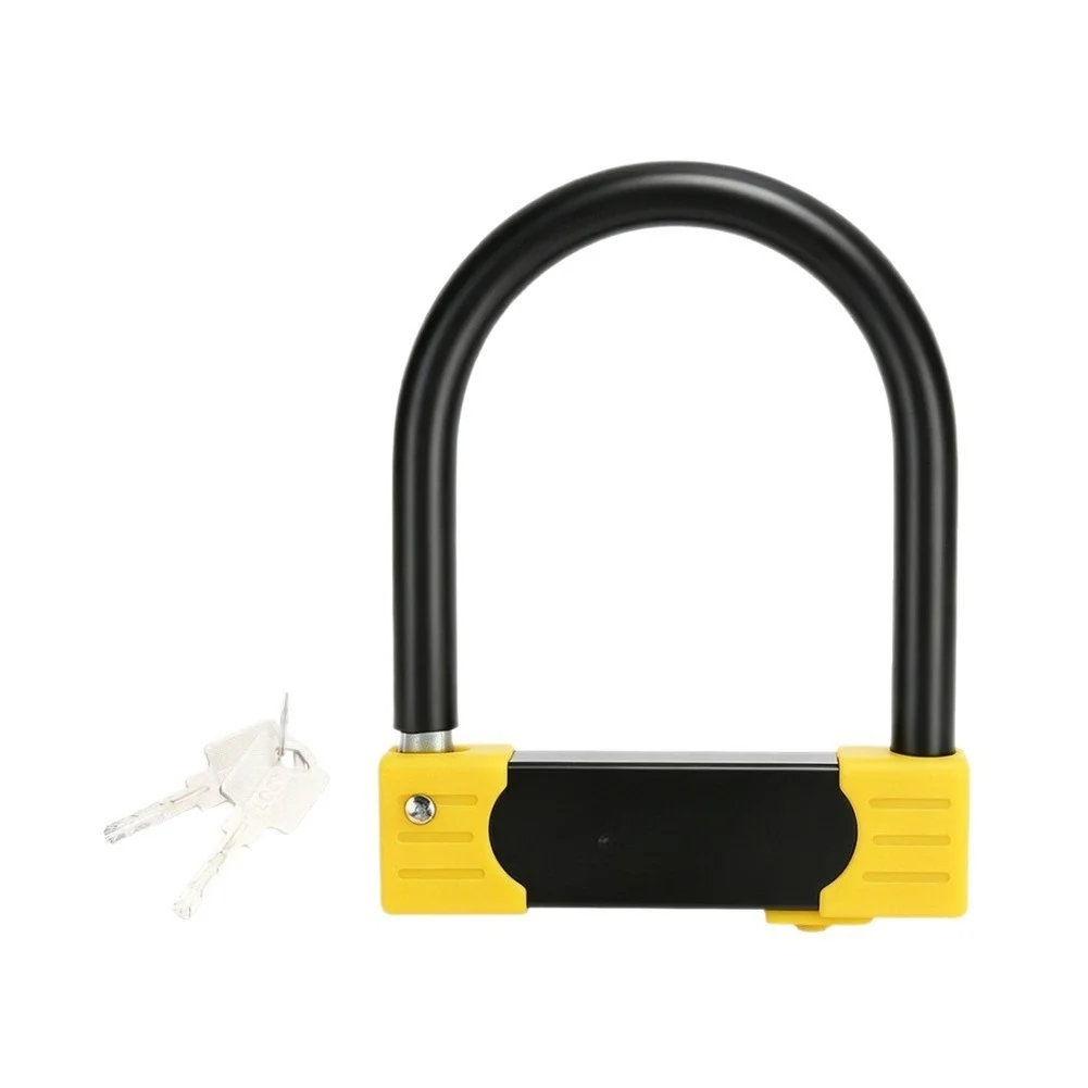U-Shaped Security Lock for Bike For Motorcycle - Zinc Alloy and Alloy Steel Construction with One-Sided Unlocking