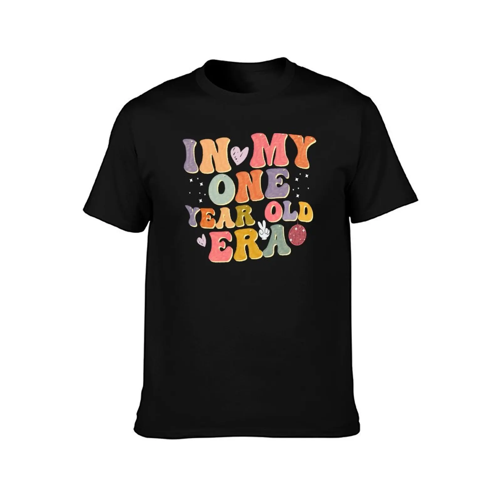 In my One year old era toddler groovy Happy 1st Birthday T-Shirt Running Gym Short Sleeve Sports Tee