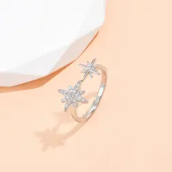 New arrivals Octagonal Star Multipoint Star Open Ring - White K Exquisite and Unique Jewelry Gift for ladies