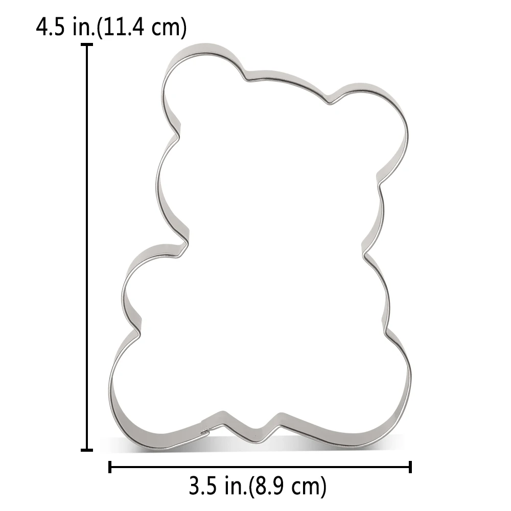 KENIAO Teddy Bear with Heart Cookie Cutter - 11.4 cm - Dinosaur Bread Sandwich Fondant Biscuit Mold - Stainless Steel