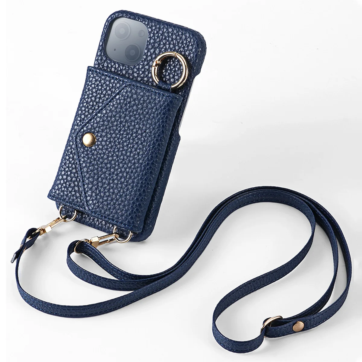 Lederen telefoonhoesje voor Samsung GalaxyS25ultra S25plus S24ultra S24 S23FE S22 Anti-drop met lange lanyard en spiegel telefoonhoes