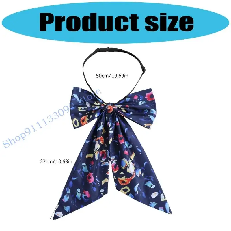 H9ED وشاح عنق كبير الحجم من الشيفون مطبوع عليه ياقة قابلة للفصل