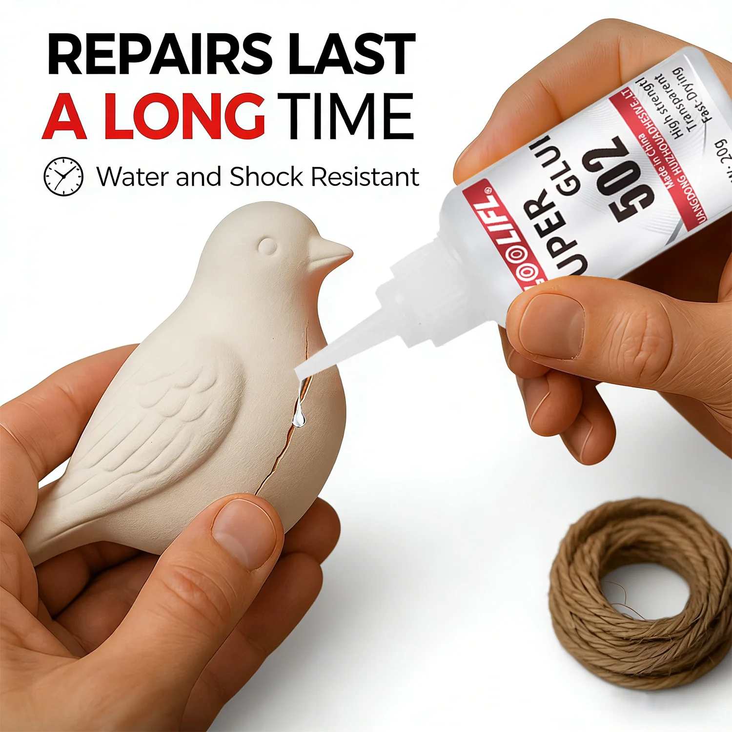 LOOLIFL 502 Super Glue 20g X 5 Bottles, for Plastic, Wood, Metal, Ceramic, Multi-Purpose Instant Glue for Home Repair and Craft