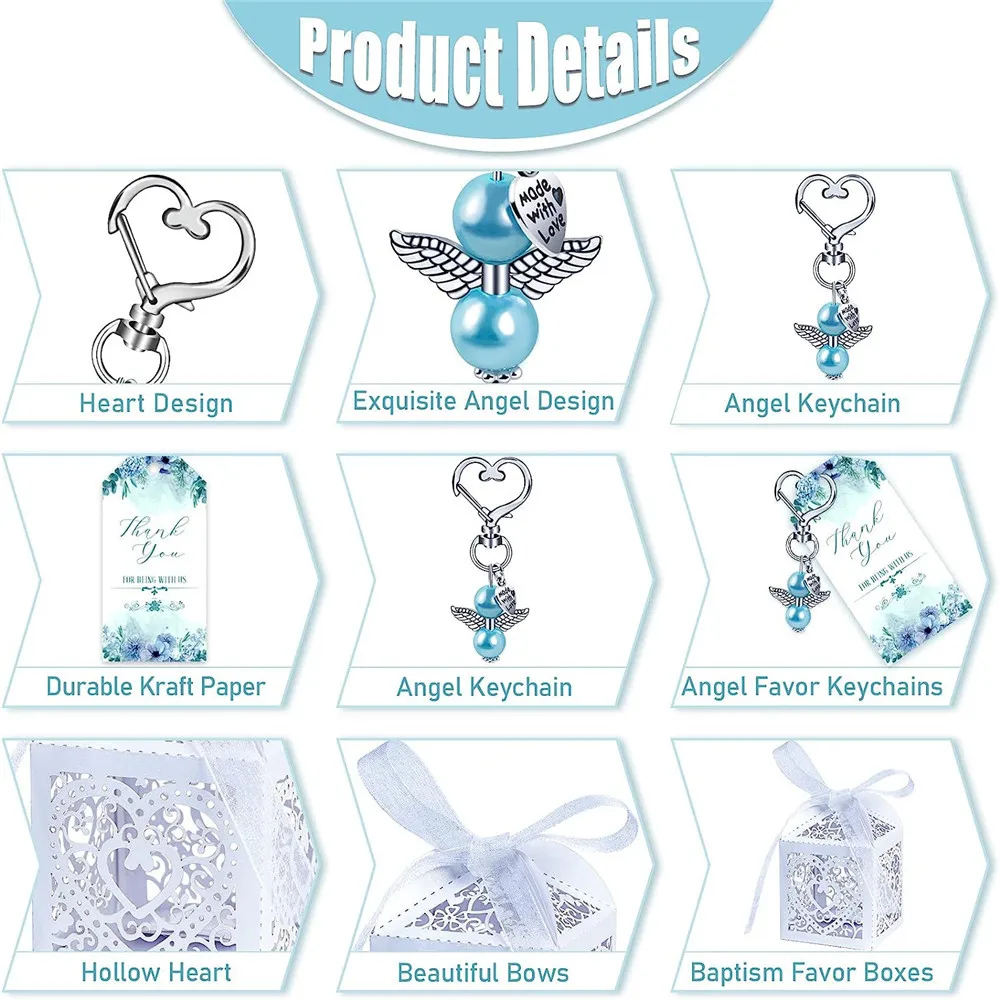 50/20/10pcs Baby Shower Favors Including Cute Angel Keychains Birthday Party Favors Wedding Favors for Guests