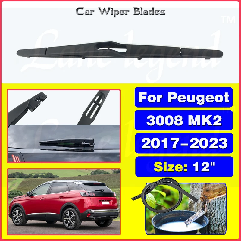 

12" Rear Windshield Windscreen Washer Wiper Blade For Peugeot 3008 Mk2 2017 2018 2019 2020 2021 2022 2023 Car Accessories