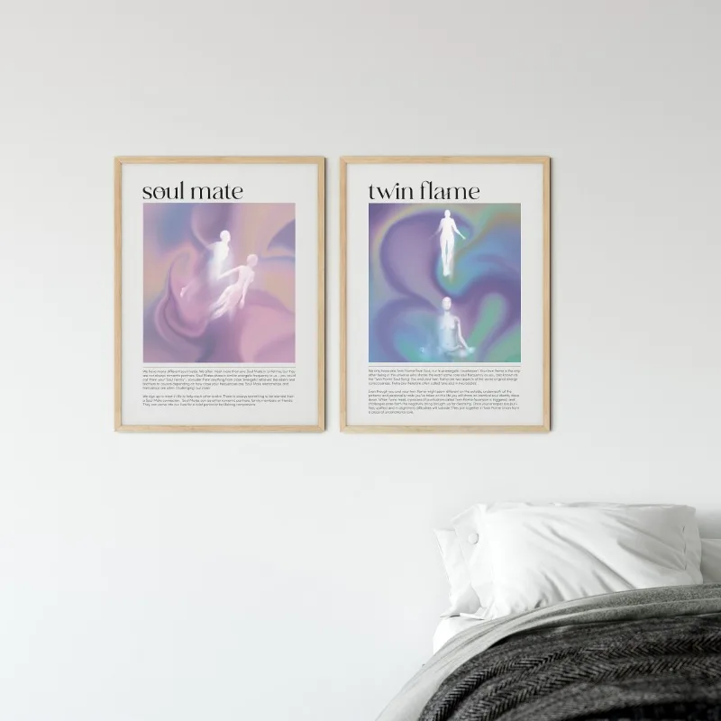 Twin Flame and Soul Mate Spiritual Aura Gradient Psychedelic Poster Print Canvas Painting Wall Art Pictures for Room Home Decor