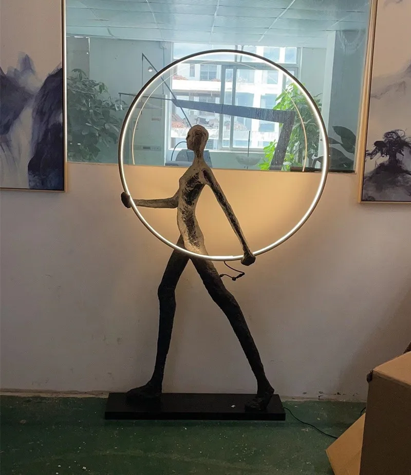 H70.9 InchExhibition Hall Personalized Art Floor Lamp Modern Creative Decoration Sculpture Shape Circle Humanoid Sculpture