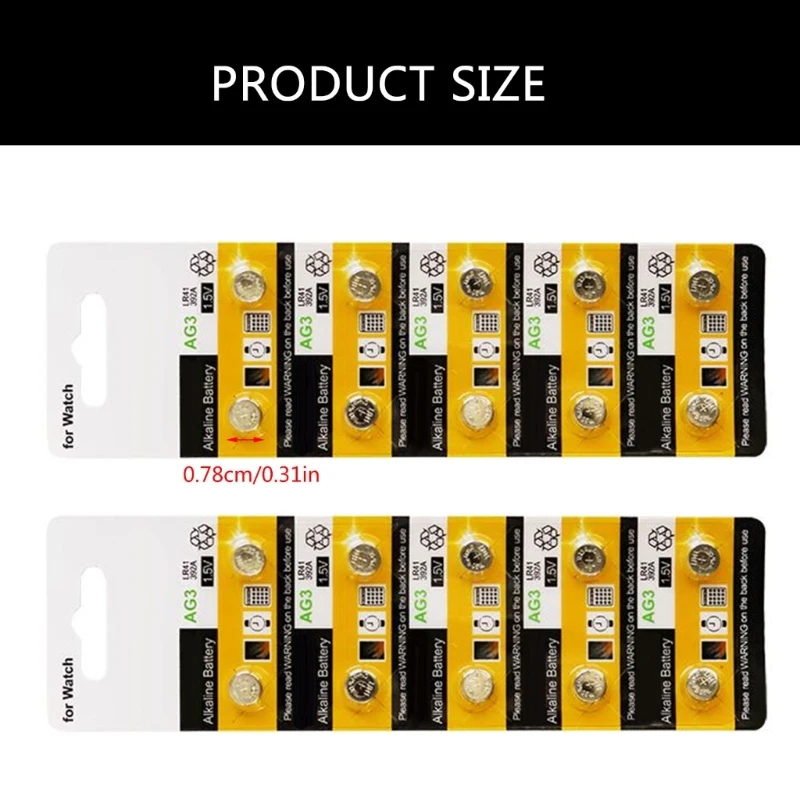 10pc/20pc 알카라인 버튼 셀 배터리 소형 전자 제품, 계산기 시계 용 1.5V AG3 LR41 버튼 배터리