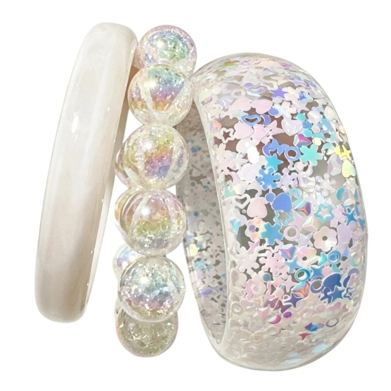 Pack Of 1 Set Colorful Glitter Stackable Bangle Glittering Bracelet Set Resin Plastic Lightweight Trendy Holiday Gift E0BF