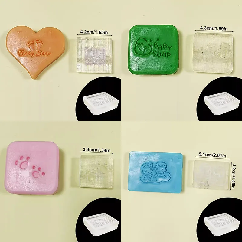Lovely Cute Footprint Series DIY Handmade Soap Stamp Seal Clear Transparent Acrylic Soap Making Chapter Tools  Support Custom