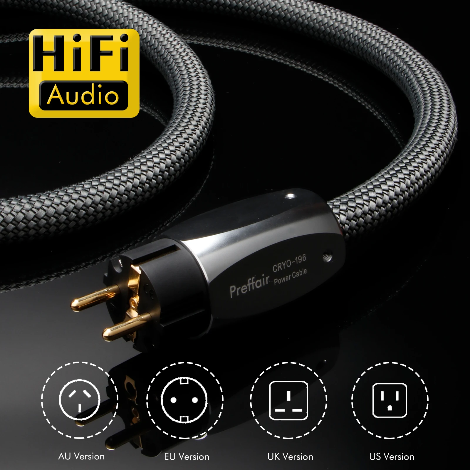 HIFI CRYO196 Stromkabel US/EU/AU Audiophiles Netzkabel für Verstärker CD-Player EU-Stromleitung Grünes Geflecht Hifi-Stromkabel – Detail 2