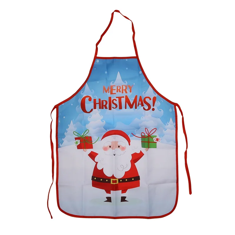 1pc Christmas Theme Printed Apron Cartoon Pattern Apron Christmas Decoration Kitchen Supplies