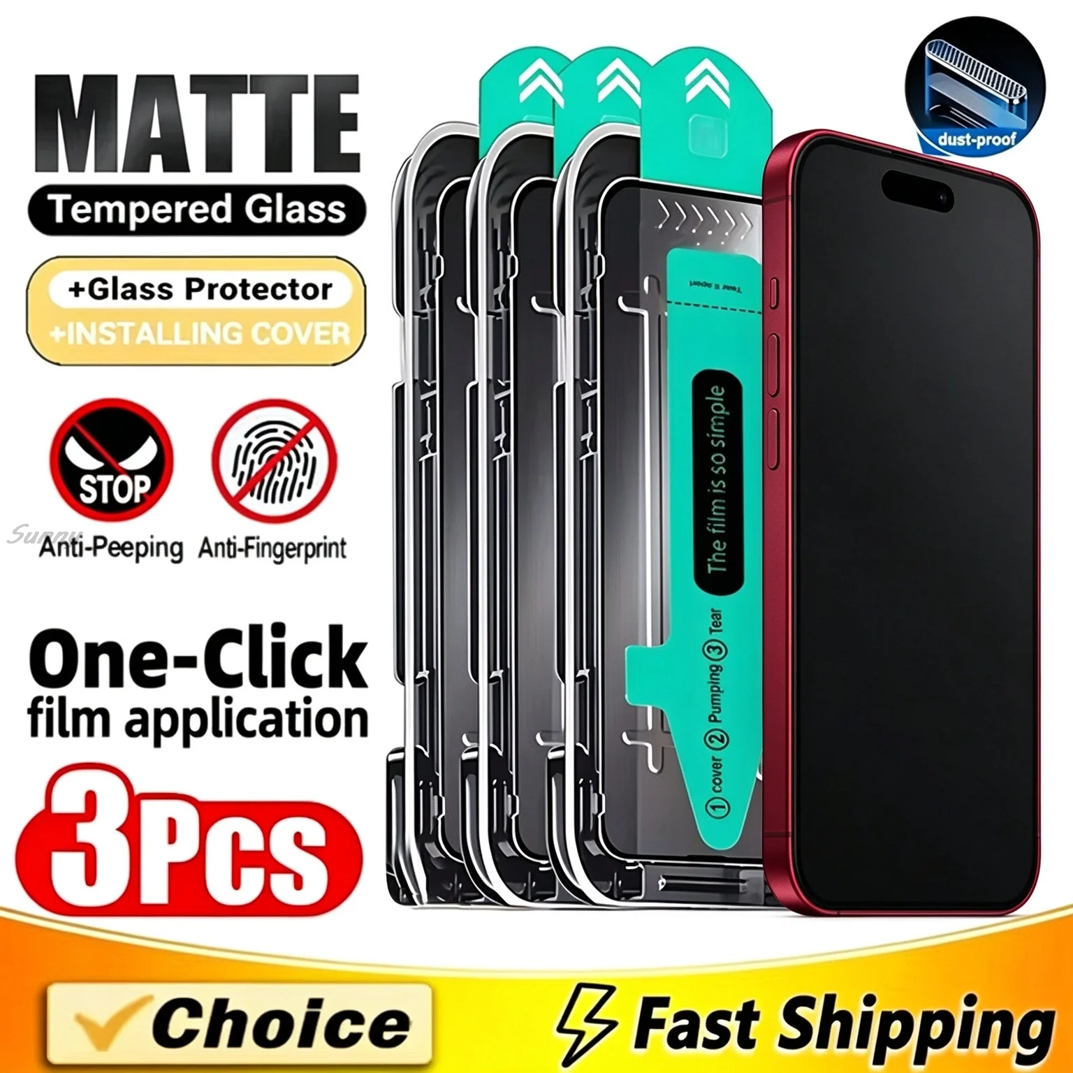 For iPhone 17 18 Pro Max 15 Plus 16 12 13 11 14 Pro Max 16e Air XR XS Max X Matte Screen Protector Tempered Glass Anti-Spy Film