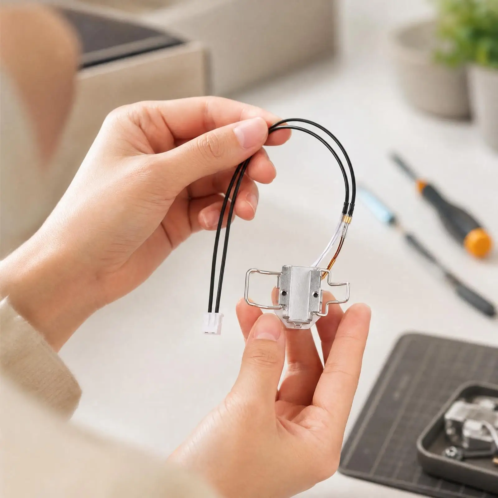 White Base Metal Hotend Assembly for 3D Printer with Thermistor for Consistent Heat Conduction Repair