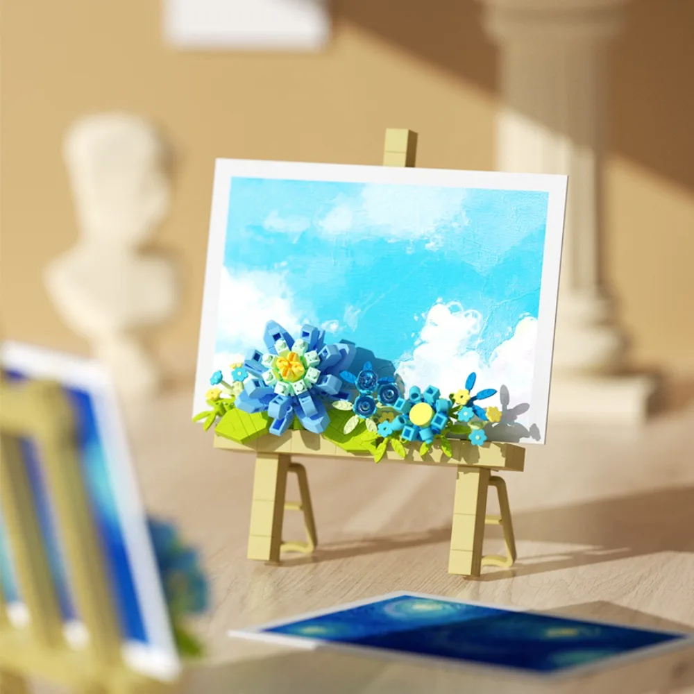 

Flower Painting Shelf Building Block Sets Colorful Mini Flower Building Toys Gift DIY Building Block Puzzle Toy Desk Decorations