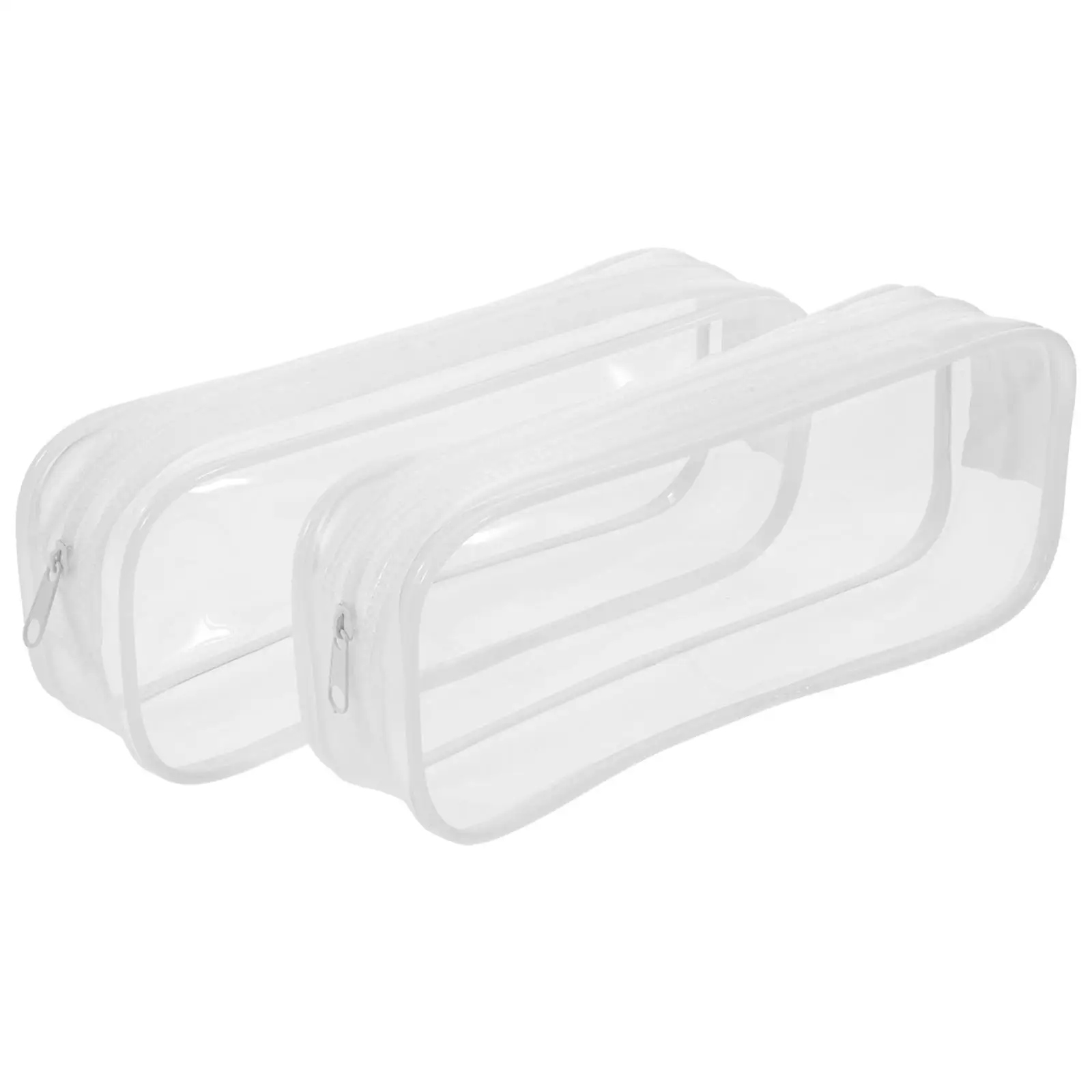 

2 Pcs PVC Transparent Large Storage Pencil Case Portable Stationery Bag for Students Practical Pen Bag Clear Small Pencil