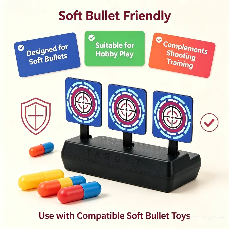 Shooting Training Hobby Gear Vertical Auto Rebound Target Mechanical Automatic Return Soft Bullet Practice Target