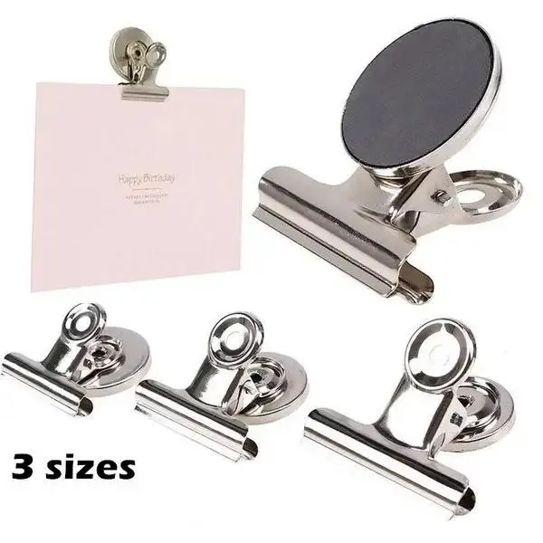 

2Pcs Metal Round Fridge Magnetic Stickers Clips Fridge Wall Memo Note Message Binders Clamp Holder Whiteboard Magnet Colorful