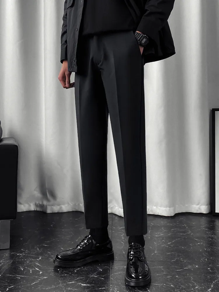 

Slim Fit Casual Thin Men's Suit Pants 9-Piece Loose Straight Business Professional Leisure Trousers Classic Style Polyester M...