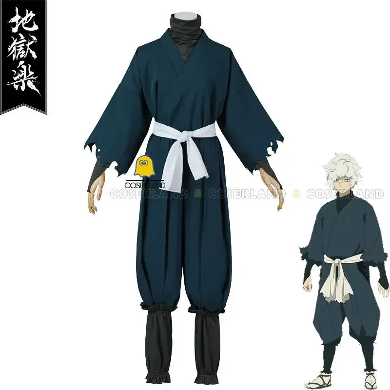 أزياء أنيمي jigokuraku hell's Paradise gabimaru التأثيرية شعر مستعار أزرق علوي iwagakure Shinobi الزي الرسمي gabimaru The Hollow Men