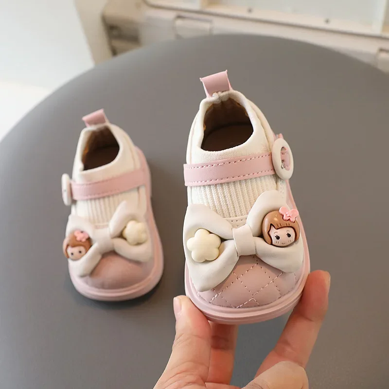 

Girls' Flat Shoes Sweet Children Walking Leather Shoes Fashion Bowknot Cute Elegant Baby Soft Soled Kids Princess Single Shoes