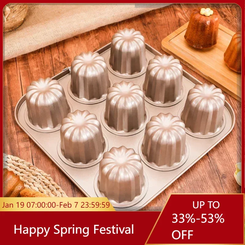 6/9/12 Holes Cake Molud Pan Carbon Steel Bakeware Mini Bundt Cake Pan French Cake Mold Muffin Cupcake Cannelés Molds Baking Tool